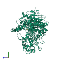 PDB entry 5ch5 coloured by chain, side view.