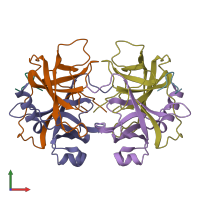 PDB entry 5cha coloured by chain, front view.