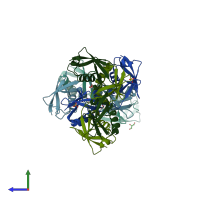 PDB entry 5chf coloured by chain, side view.