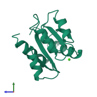 PDB entry 5chy coloured by chain, side view.
