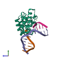 PDB entry 5chz coloured by chain, side view.