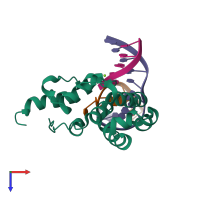 PDB entry 5chz coloured by chain, top view.