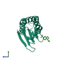 PDB entry 5ci9 coloured by chain, side view.