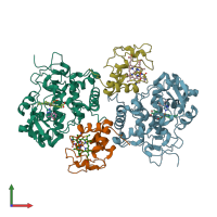 PDB entry 5cid coloured by chain, front view.