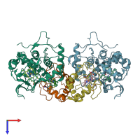 PDB entry 5cih coloured by chain, top view.