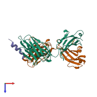 PDB entry 5cin coloured by chain, top view.