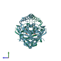PDB entry 5ciq coloured by chain, side view.
