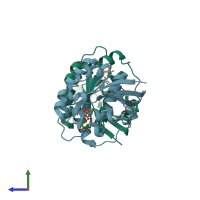 PDB entry 5cit coloured by chain, side view.