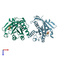 PDB entry 5cit coloured by chain, top view.