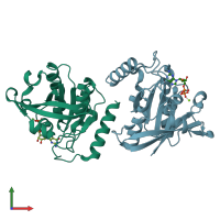 PDB entry 5ciw coloured by chain, front view.