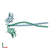 PDB entry 5cj0 coloured by chain, front view.