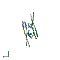 PDB entry 5cj1 coloured by chain, side view.