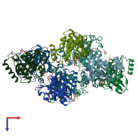 PDB entry 5cj2 coloured by chain, top view.