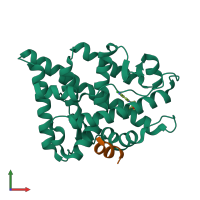 PDB entry 5cj6 coloured by chain, front view.