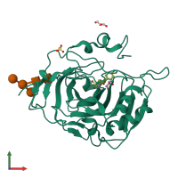 PDB entry 5cjf coloured by chain, front view.