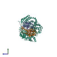 PDB entry 5cjo coloured by chain, side view.