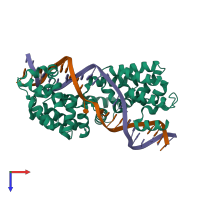 PDB entry 5cky coloured by chain, top view.