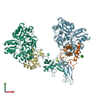 PDB entry 5cl1 coloured by chain, front view.