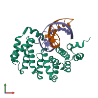 PDB entry 5cl3 coloured by chain, front view.