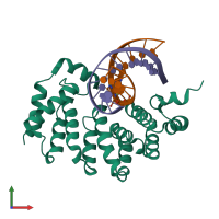 PDB entry 5cl5 coloured by chain, front view.