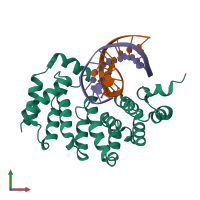 PDB entry 5cl6 coloured by chain, front view.