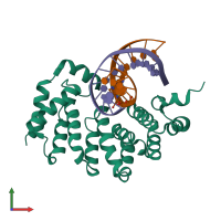 PDB entry 5cl7 coloured by chain, front view.