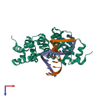 PDB entry 5cl7 coloured by chain, top view.