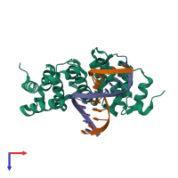 PDB entry 5cl8 coloured by chain, top view.