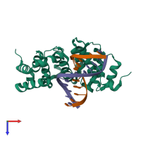 PDB entry 5cl9 coloured by chain, top view.