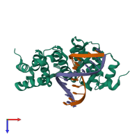 PDB entry 5cla coloured by chain, top view.