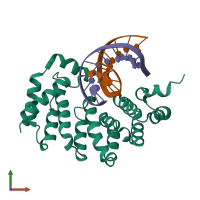 PDB entry 5cle coloured by chain, front view.