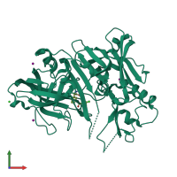 PDB entry 5clm coloured by chain, front view.