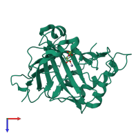 PDB entry 5clu coloured by chain, top view.