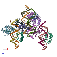 PDB entry 5clv coloured by chain, top view.