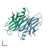 PDB entry 5clz coloured by chain, front view.