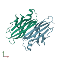 PDB entry 5cm1 coloured by chain, front view.