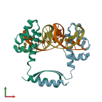 PDB entry 5cm3 coloured by chain, front view.