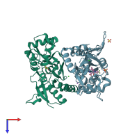 PDB entry 5cmk coloured by chain, top view.