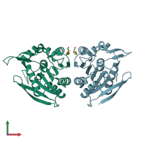 PDB entry 5cml coloured by chain, front view.