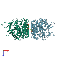 PDB entry 5cml coloured by chain, top view.
