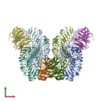 PDB entry 5cmn coloured by chain, front view.