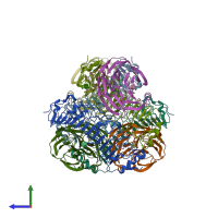 PDB entry 5cmn coloured by chain, side view.
