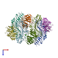 PDB entry 5cmn coloured by chain, top view.