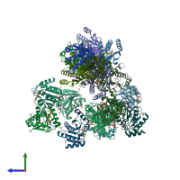 PDB entry 5cms coloured by chain, side view.