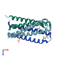 PDB entry 5cmu coloured by chain, top view.