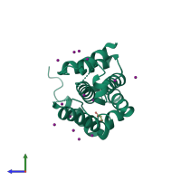 PDB entry 5cmw coloured by chain, side view.