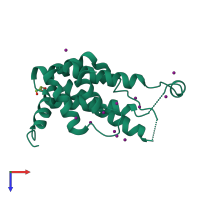PDB entry 5cmw coloured by chain, top view.