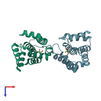 PDB entry 5cmy coloured by chain, top view.