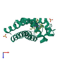 PDB entry 5cnb coloured by chain, top view.