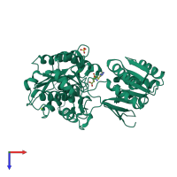 PDB entry 5cnm coloured by chain, top view.